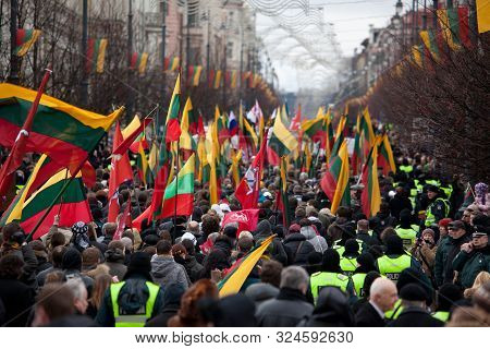 Vilnius, Lithuania - Mar 11: Around One Thousand People Gathered In A Controversial Nationalist Rall