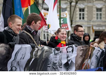 Vilnius, Lithuania - Mar 11: Around One Thousand People Gathered In A Controversial Nationalist Rall