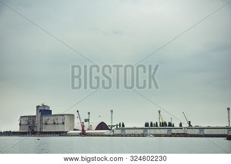 Left Bank Of The Oder River In Szczecin With The Maritime Museum And The Terraces With A Part Of Gro