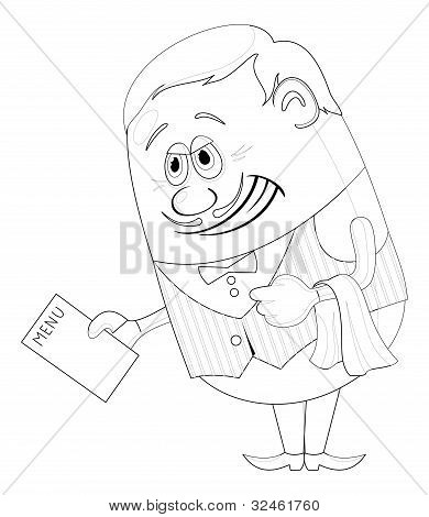 Официант с меню, контур