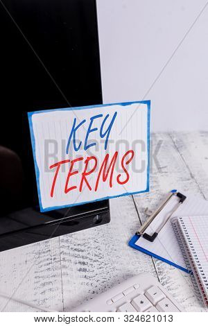 Writing Note Showing Key Terms. Business Photo Showcasing Words That Can Help A Demonstrating In Sea