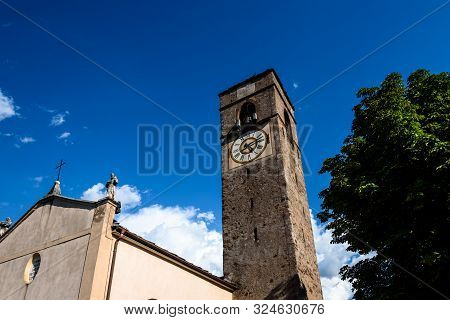 View Of The Facade Of An Old Church In Val Di Cembra (dolomites) Italy