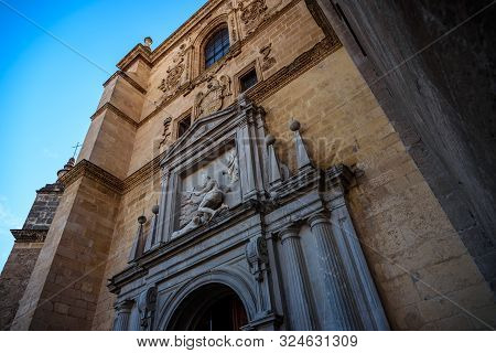 View Of The Facade Of The Chuch Of Saint Jeronimous In Granada During A Sunny Day