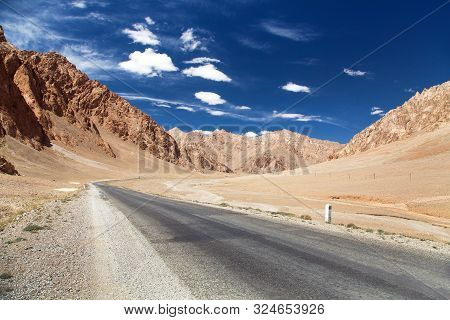 Pamir Highway Or Pamirskij Trakt. Landscape Around Pamir Highway M41 International Road, Mountains I