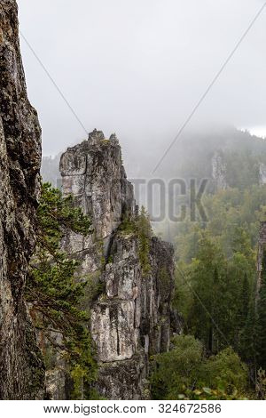 Mountain Range Inzerskie Zubchatki In The Southern Urals, Russia.