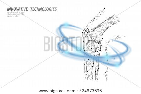 Human Knee Joint 3d Model Vector Illustration. Low Poly Design Future Technology Cure Pain Treatment