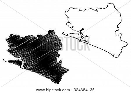 Southern Province (republic Of Sierra Leone, Salone, Sherbro Island) Map Vector Illustration, Scribb