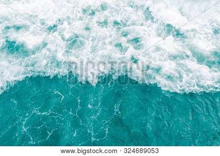 Turquoise Olive Green Ocean Wave During Summer Tide, Abstract Sea Nature Background