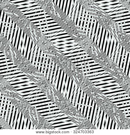 Interlace, Interlocking Lines. Curve, Flex Intersecting Lines Grid, Mesh. Interweaved Waving, Zig-za