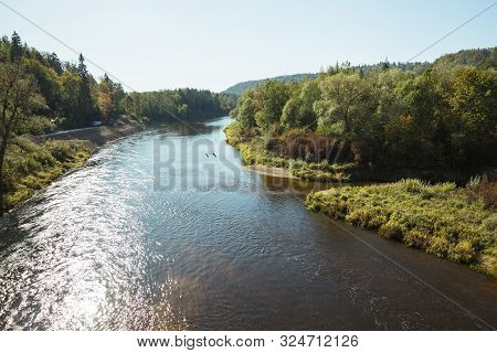City Sigulda, Latvia Republic. River And Wood Valley In Autumn. 27. Sep. 2019