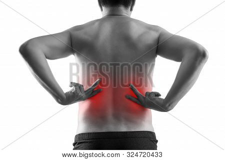 Kidney Stones, Pain In A Man's Body Isolated On White Background, Chronic Diseases Of The Urinary Sy
