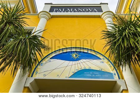 Palmanova, Italy - May 23, 2019: Entrance At Palmanova Outlet Village In Italy. Village Was Opened I