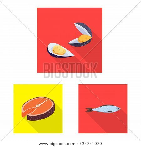Vector Design Of Product And Ocean Symbol. Set Of Product And Restaurant Stock Vector Illustration.