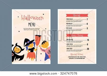 Modern Halloween Menu Design. Food Design For Special Holiday. Autumn Background, Spooky Flyer For R