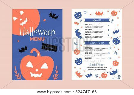 Modern Halloween Menu Design. Food Design For Special Holiday. Autumn Background, Spooky Flyer For R
