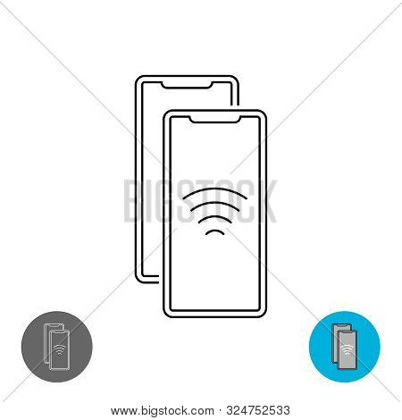 Data Transfer Between Two Smartphones Via Nfc Or Wi-fi Technology. Two Phones Connection Icon. Split