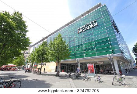 Berlin Germany - June 9, 2019: Unidentified People Visit Wilmersdorfer Arcaden Shopping Mall Berlin 
