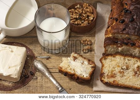 Barmbrack Or Bairin Breac Is A Traditional Irish Sweet Yeast Bread With Grapes And Raisins, Often Ea