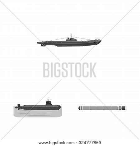 Vector Illustration Of Army And Deep Symbol. Set Of Army And Nuclear Vector Icon For Stock.