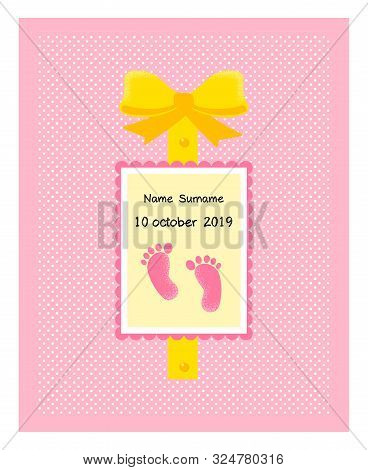 Coming Soon, Vector Illustration With Baby Footprint. Fun Quote Hipster Design Logo Or Label. Good C