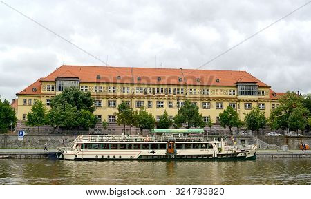 Prague, Czech Republic - May 28, 2014: On Frantishka Hospital (nemocnice Na Františku) And The Walki