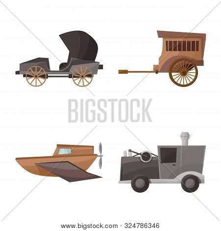 Vector Design Of Retro And Vintage Symbol. Set Of Retro And Transport Stock Symbol For Web.