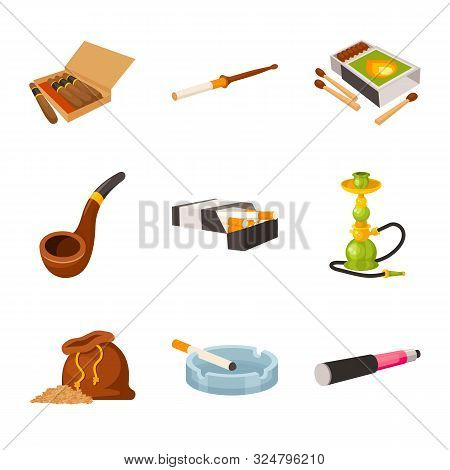 Vector Design Of Tobacco And Habit Icon. Set Of Tobacco And Smoker Stock Symbol For Web.