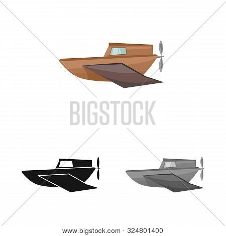 Vector Design Of Boat And Old Symbol. Web Element Of Boat And Longboat Stock Vector Illustration.