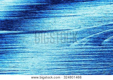 Ice Background With Marks From Skating And Hockey, Blue Texture