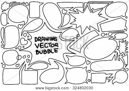 Drawing Bubble Speech Doodle Vector Illustration. Custom Black And White Line Art. Good For Insert C