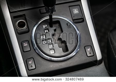 Novosibirsk, Russia - September 07, 2019:  Suzuki Grand Vitara,gear Shift, Seat Heatting Buttons . A