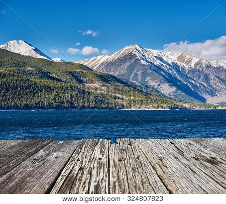Mountain and lake. Rocky Mountains, Colorado, USA. 