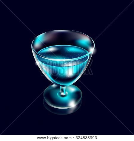 Realistic Glass Of White Wine Or Water Isolated