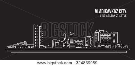 Cityscape Building Line Art Vector Illustration Design - Vladikavkaz City