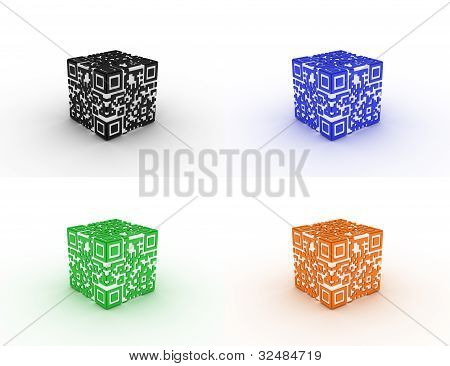 qr コードの 3 d レンダリングされた概念。