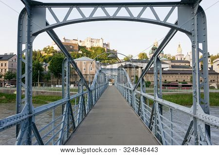 Mullner Steg Pedestrian Bridge In Salzburg