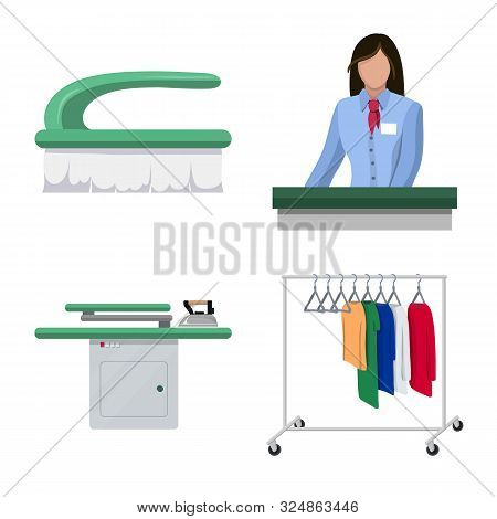 Vector Design Of Laundry And Clean Icon. Set Of Laundry And Clothes Vector Icon For Stock.