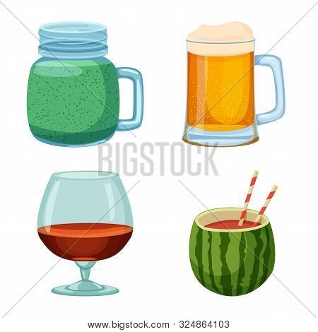 Vector Design Of Drink And Bar Icon. Set Of Drink And Party Stock Vector Illustration.
