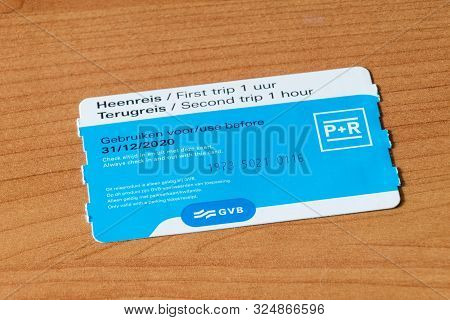 Pruszcz Gdanski, Poland - July 12, 2019: P+r Amsterdam Public Transport Tickets.