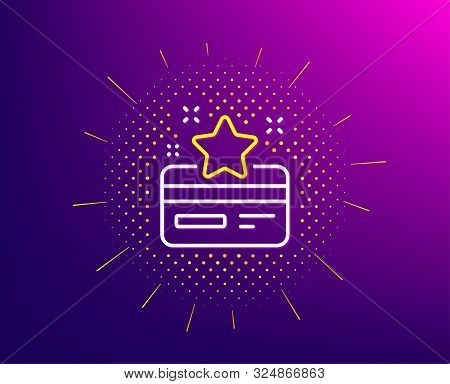 Loyalty Card Line Icon. Halftone Pattern. Bonus Points. Discount Program Symbol. Gradient Background