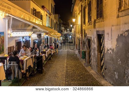 Funchal, Madeira, Portugal - April 18, 2018: Zone Velha - The Oldest District Famous For Its Best Re
