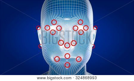 Human xray, human anatomy facial recognition, 3D Illustration