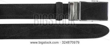 Parts Of Mens Belt With Automatic Buckle Isolated On White Background