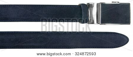 Parts Of Mens Belt With Automatic Buckle Isolated On White Background