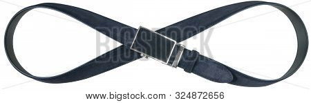 Dark Blue Suede Belt Isolated On White Background. Mens Clothing Accessory