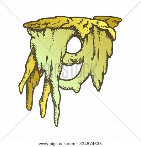 Ice Stalactite In Beautiful Form Color Vector. Mineral Formations In Caves Stalactite. Icicle-shaped