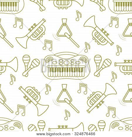Seamless Pattern Musical Instruments Toys For Kids