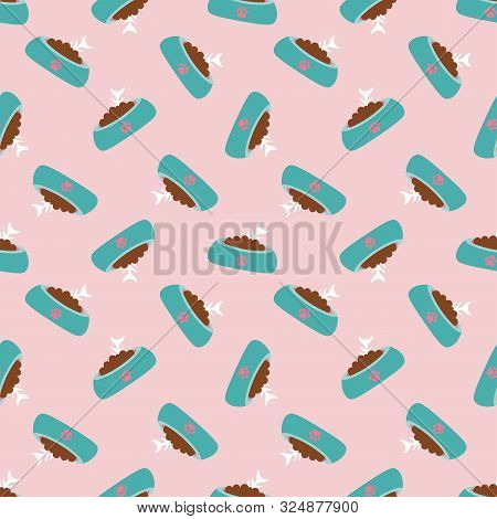 Seamless Pattern With Cat Food Bowls
Animal Food On Pink Background