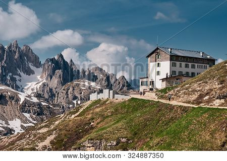 Landscape Of The Three Peaks Of Lavaredo (tre Cime Di Lavaredo), Dolomites, Italy