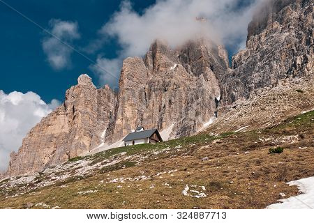 Landscape Of The Three Peaks Of Lavaredo (tre Cime Di Lavaredo), Dolomites, Italy